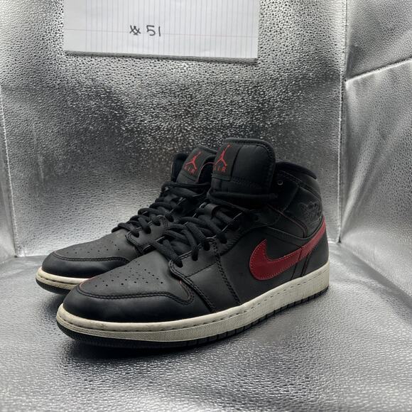 Nike Air Jordan 1 Mid Retro Black Gym Red White 554724-009 Mens Size 9 - Picture 1 of 10